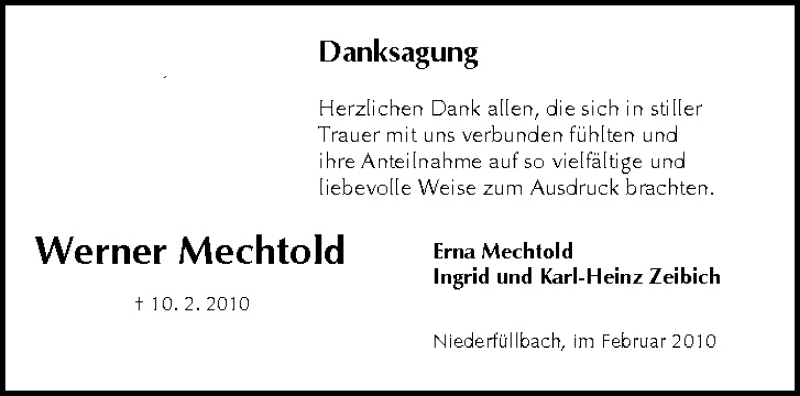  Traueranzeige für Werner Mechtold vom 27.02.2010 aus MGO