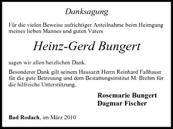 Anzeige von Heinz-Gerd Bungert von MGO
