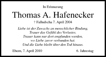 Anzeige von Thomas Hafenecker von MGO