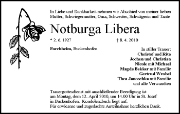 Anzeige von Notburga Libera von MGO