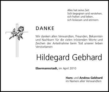 Anzeige von Hildegard Gebhard von MGO
