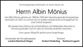 Anzeige von Albin Mönius von MGO