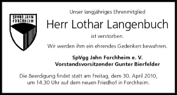 Anzeige von Lothar Langenbuch von MGO