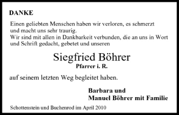 Anzeige von Siegfried Böhrer von MGO