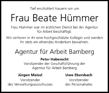 Anzeige von Beate Hümmer von MGO