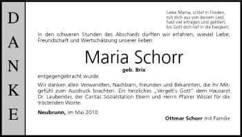 Anzeige von Maria Schorr von MGO