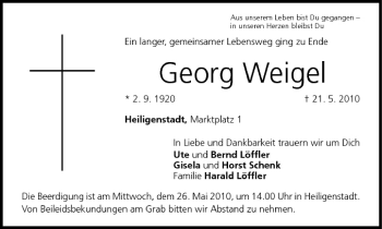 Anzeige von Georg Weigel von MGO