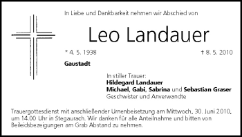 Anzeige von Leo Landauer von MGO