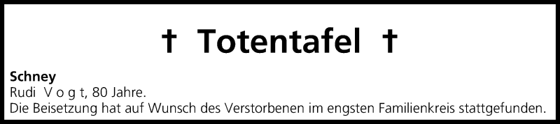  Traueranzeige für Rudi Vogt vom 10.07.2015 aus MGO