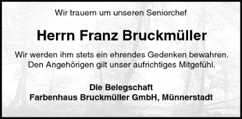 Anzeige von Franz Bruckmüller von MGO