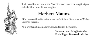 Anzeige von Herbert Maunz von MGO