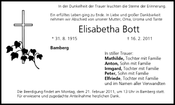 Anzeige von Elisabetha Bott von MGO