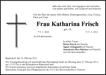 Anzeige von Katharina Frisch von MGO