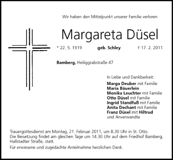 Anzeige von Margareta Düsel von MGO