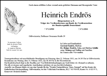 Anzeige von Heinrich Endrös von MGO