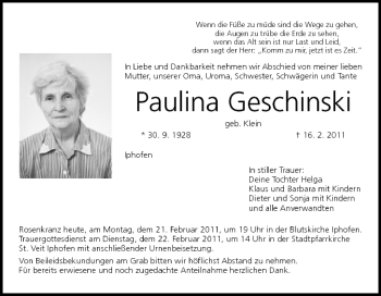 Anzeige von Paulina Geschinski von MGO