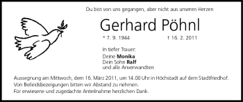 Anzeige von Gerhard Pöhnl von MGO
