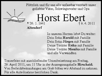 Anzeige von Horst Ebert von MGO