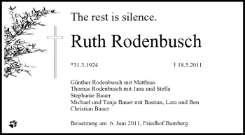 Anzeige von Ruth Rodenbusch von MGO
