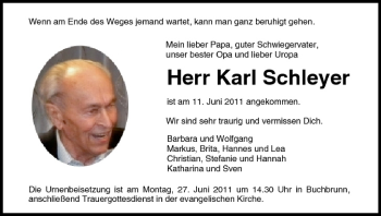 Anzeige von Karl Schleyer von MGO