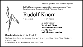 Anzeige von Rudolf Knorr von MGO