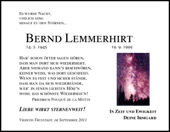 Anzeige von Bernd Lemmerhirt von MGO