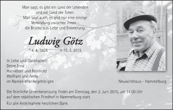 Anzeige von Ludwig Götz von MGO