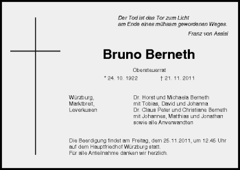 Anzeige von Bruno Berneth von MGO