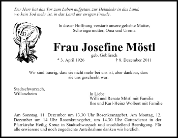 Anzeige von Josefine Möstl von MGO