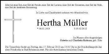 Anzeige von Hertha Müller von MGO