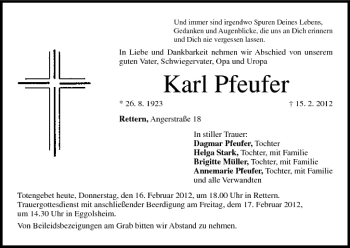 Anzeige von Karl Pfeufer von MGO