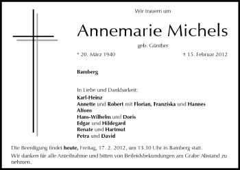 Anzeige von Annemarie Michels von MGO