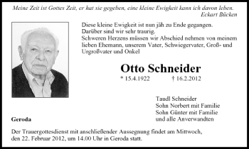 Anzeige von Otto Schneider von MGO