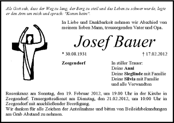 Anzeige von Josef Bauer von MGO