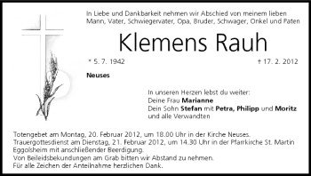 Anzeige von Klemens Rauh von MGO