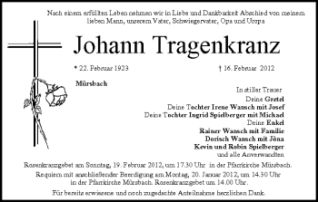 Anzeige von Johann Tragenkranz von MGO