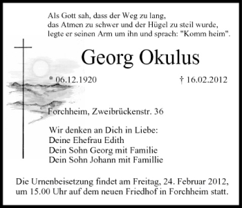 Anzeige von Georg Okulus von MGO