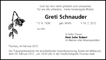 Anzeige von Greti Schnauder von MGO