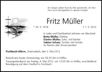 Anzeige von Fritz Müller von MGO
