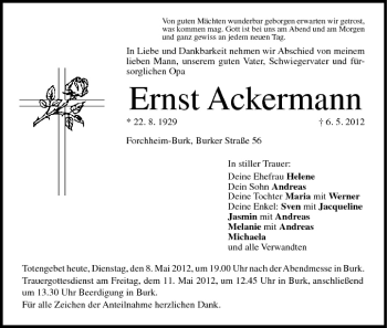 Anzeige von Ernst Ackermann von MGO