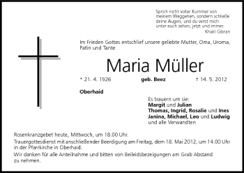 Anzeige von Maria Müller von MGO