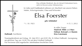 Anzeige von Elsa Foerster von MGO