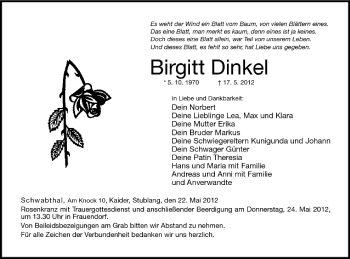 Anzeige von Birgitt Dinkel von MGO