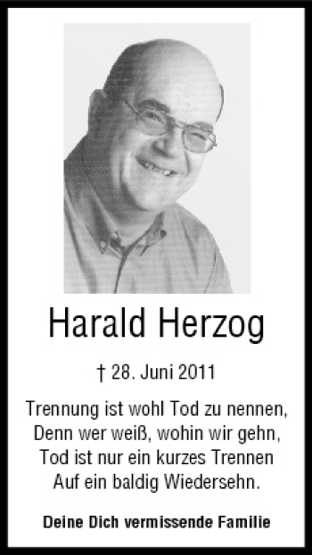 Traueranzeige von Harald Herzog