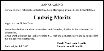 Anzeige von Ludwig Moritz von MGO