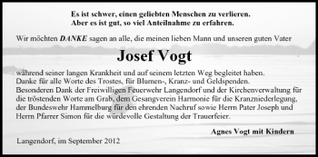 Anzeige von Josef Vogt von MGO