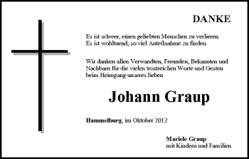 Anzeige von Johann Graup von MGO