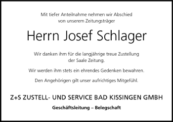 Anzeige von Josef Schlager von MGO