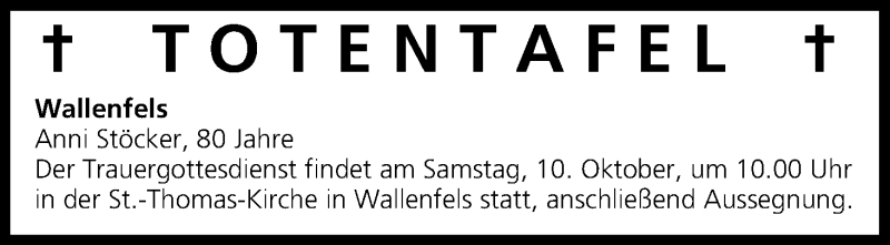  Traueranzeige für Totentafel vom 10.10.2015 vom 10.10.2015 aus MGO