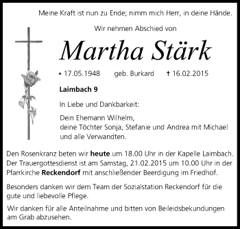Anzeige von Martha Stärk von MGO